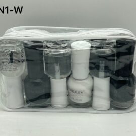 SET 12 ESMALTE PARA UÑAS NEGRO BLANCO TRANSPARENTE  NP8008